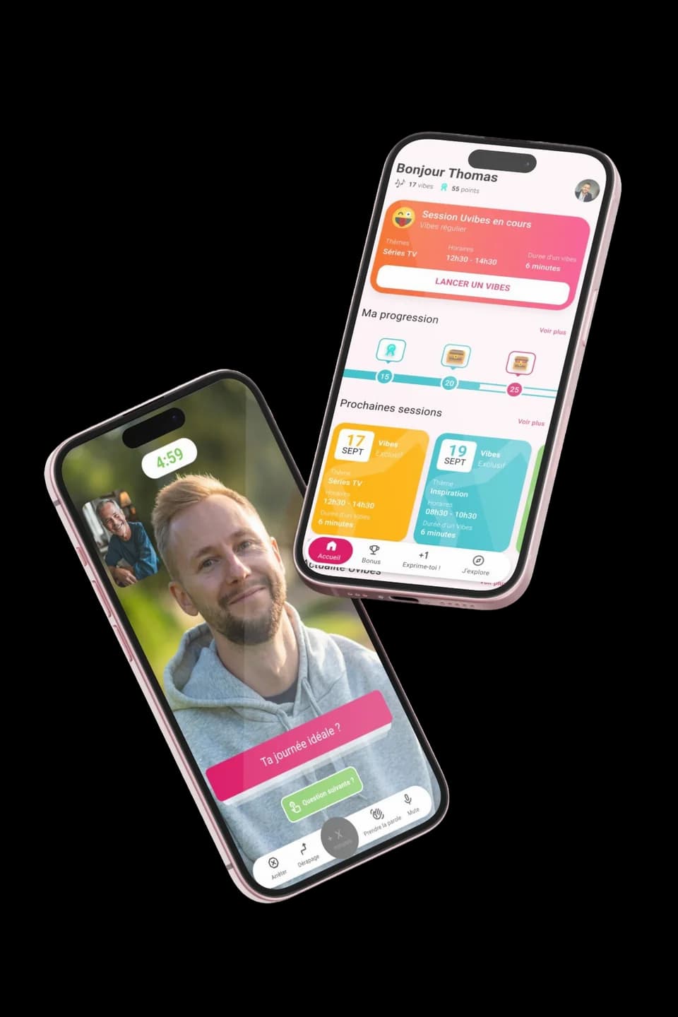 Interface de l'application Uvibes